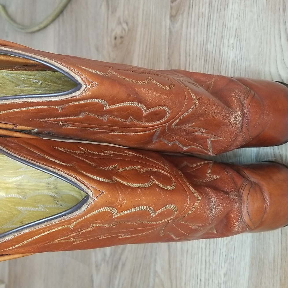 Miller Stockman Mens Cognac Cowboy Boots Size 7 1/2 - Picture 7 of 12